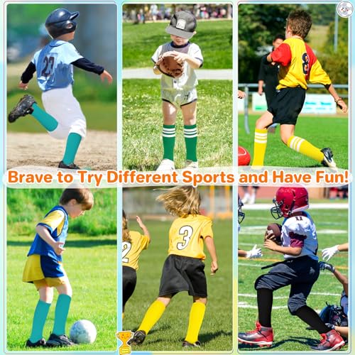 Youth Soccer Socks - Durable Sports Socks for Kids 6-9 Years, Pure Teal
