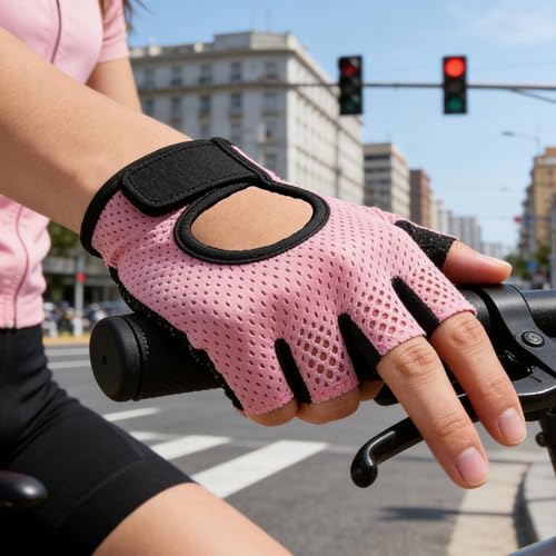 Fingerless Workout Gloves for Women - Pink, Excellent Grip