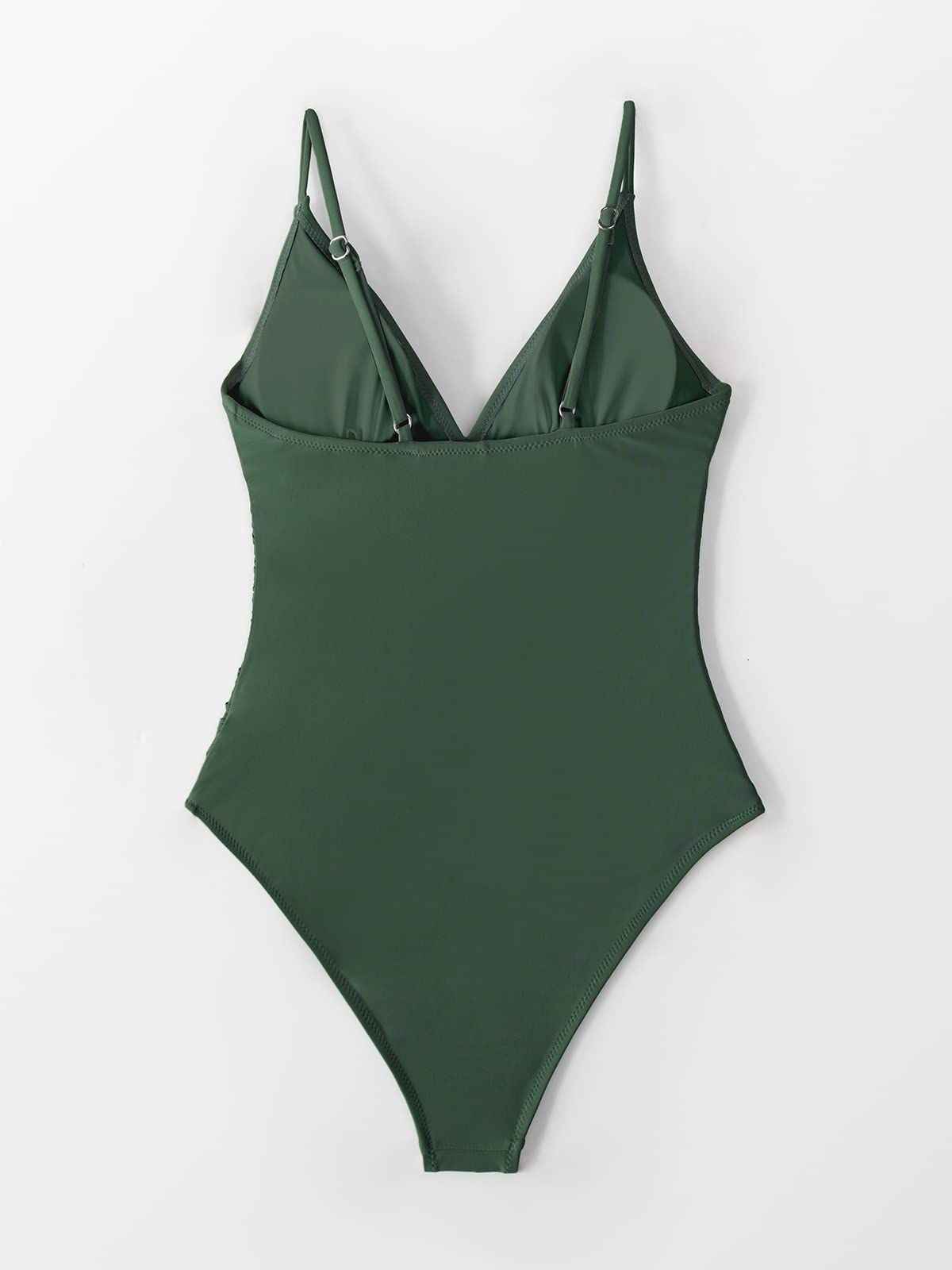 CUPSHE Womens Swimwear One Piece Swimsuit Tummy Control V Neck Bathing Suits, X-Large, Green