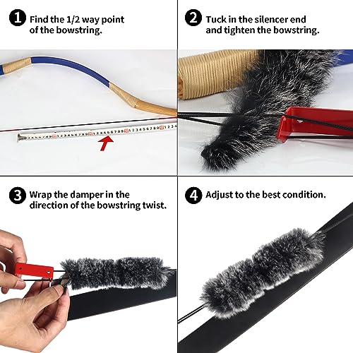 Black Recurve & Traditional Bow String Silencers 2 Pairs - Hunting & Shooting