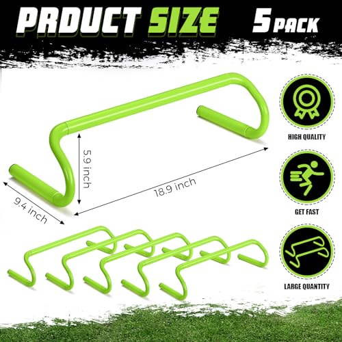 Speed Agility Training Hurdles - 5 Pcs Detachable Green - 6 Inch