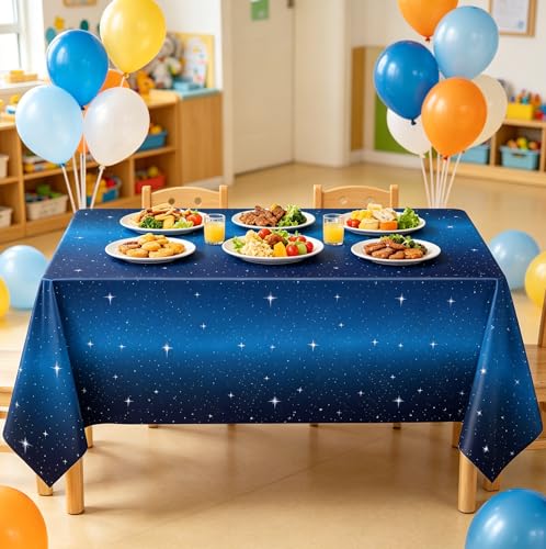 Starry Night Tablecloth Set - 4 Pack Space Theme Covers 51x86"