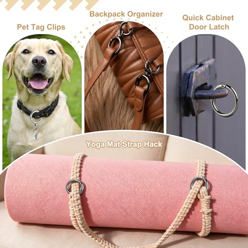 16PCS Round Carabiner Clips Set - Keyrings for DIY & Organizing