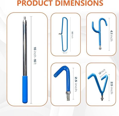 Extendable Disc Golf Retriever 16 ft - Telescopic Disc Golf Retriever - Disc Retriever with Durable Stainless Steel Frame Hooks & Carry Bag - Disc Golf Retriever Pole for Tree Bushes & Water (5)