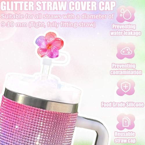 Flower Straw Toppers Set - Silicone Covers for Tumblers