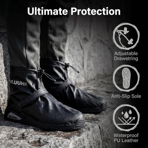 XX-Large Waterproof Boot Covers - Reusable Rain Shoe Covers - Black