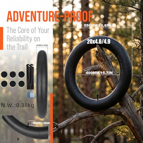 20x4.0/4.9 Fat Tire Inner Tubes with AV Schrader Valve for Mountain & Electric Bikes