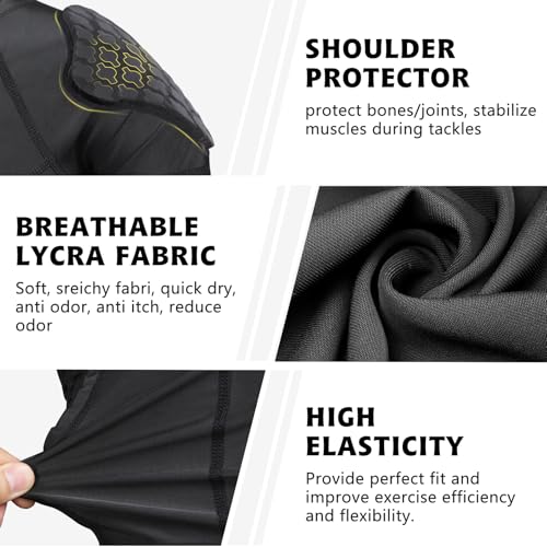 TUOYR Youth Padded Compression Sports Shirt for Football & More, Black, Y-M (Chest 26.5-28.5 inch)