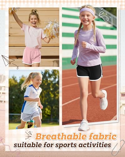 3 Pack Girls' Athletic Dolphin Shorts - Pink, Light Gray, Black