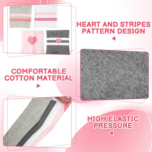 Jspupifip Girls Crew Athletic Socks for Ages 6-10 - Pink White Gray Dark Gray