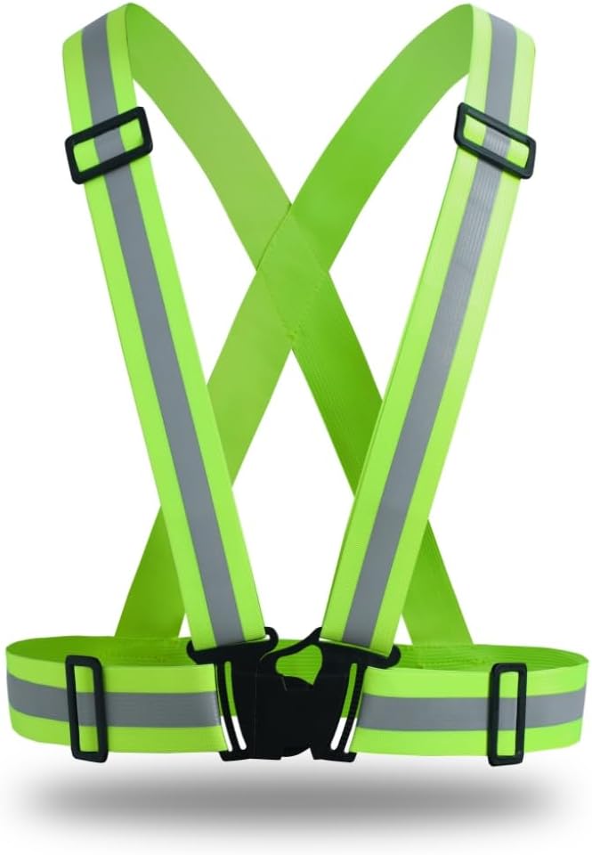 Skiennix Adjustable Reflective Safety Vest - 360° Visibility with Silver Straps for Cycling & Construction