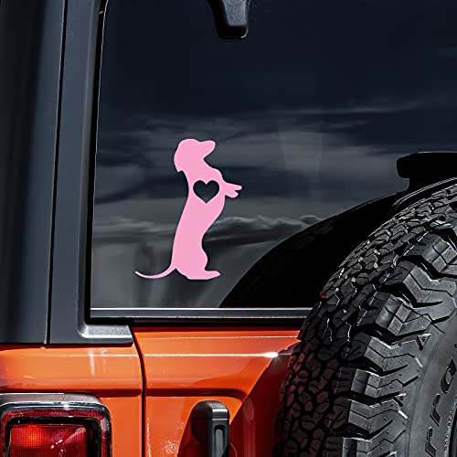 Dachshund Love Heart Vinyl Sticker - Soft Pink 4" x 5.5"