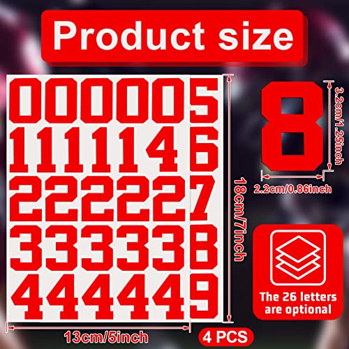 Sports Helmet Number Stickers - 102 Vinyl Decals, Red