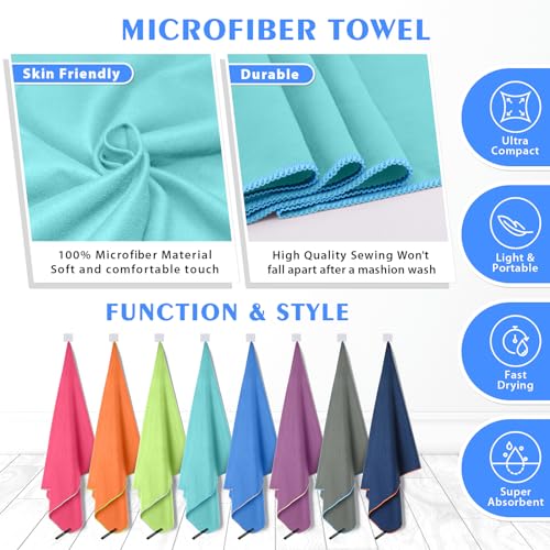 Microfiber Camping Towels - Quick Dry, Super Absorbent, 2 Pack - Mint, S: 32" x 16"