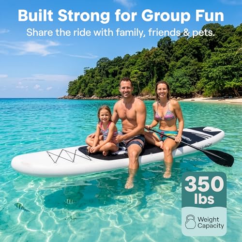 10'6" Inflatable Stand Up Paddle Board with Premium Accessories - Black and Gray