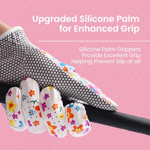 Finger Ten Women Golf Gloves - Left, Floral Pattern, Medium, Extra Grip