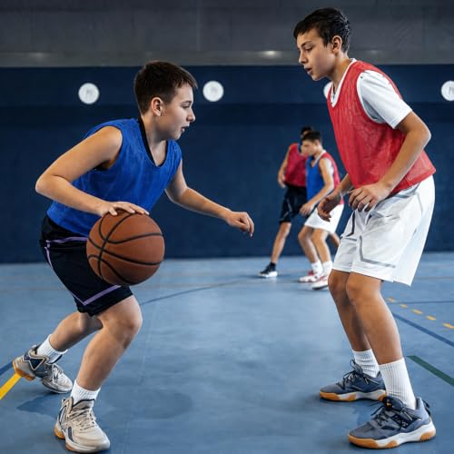 Blue Youth Small Soccer Pinnies, 6-Pack Team Practice Vests for Youth & Adults