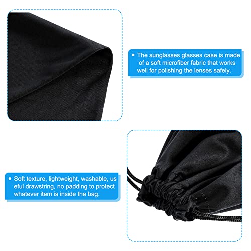 Microfiber Ski Goggle Bag - Drawstring Storage Pouch - Black