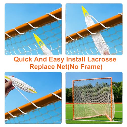 5mm Heavy Duty Lacrosse Goal Net 6x6x7ft with Installation Tool