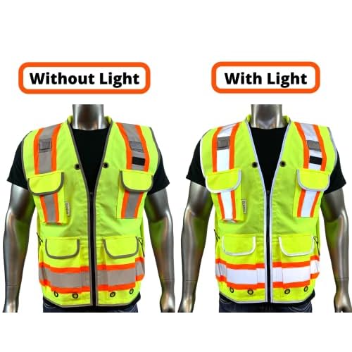 A Reflective Safety Vest For men Class 2 Heavy Woven Two Tone Engineer Hi Viz Safety Vest 3M Tape
