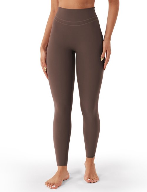 VOYJOY Womens Scrunch Workout Leggings Compression Butt Lifting Mid High Waist 26 Inches Seamless V Back Yoga Pants Coffee S