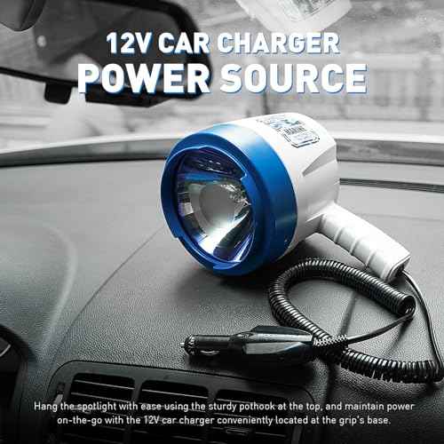 GOODSMANN Spotlight Outdoor Handheld 12v Spot Light 1200 Lumen spotlights with Cigarette Lighter for Boat Marine Glare-Free Bright Plug in Spotlight for Car Corded Floodlight