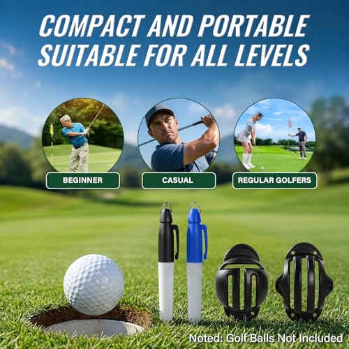 Golf Ball Marker Alignment Kit - 4-Piece Stencils & Pens