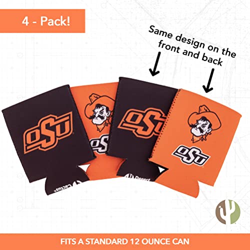 Oklahoma State Cowboys Can Insulator Beverage Holder - 4 Pack