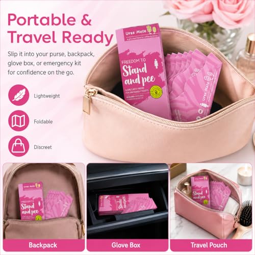 20PC Portable Female Urinal Funnel - Pink Disposable Pee Cups