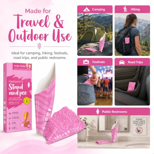 20PC Portable Female Urinal Funnel - Pink Disposable Pee Cups