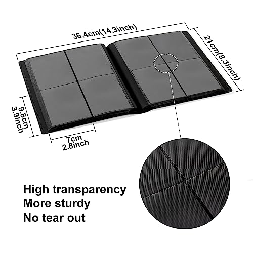 4 Pocket Trading Card Binder - Side Loading, Acid-Free, Black