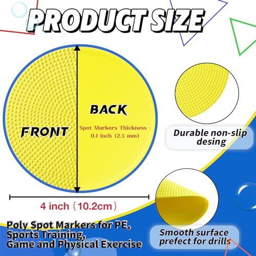 14 Pcs Non-Slip Agility Markers - 4 Inch Spot Markers with Storage