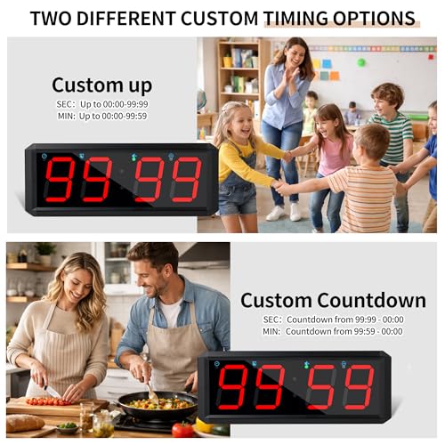 Multifunctional Gym Timer with Adjustable LED Display - 4-Digit Stopwatch