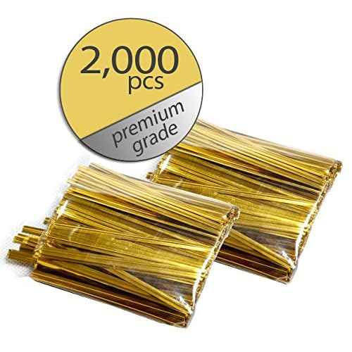 Gold Twist Ties - Metallic Twist Ties - Premium Grade - Bulk Value Pack 3" (2000)