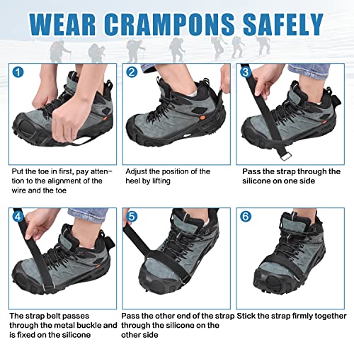 Ice Cleats with Straps - Non-Slip Traction Overshoes, X-Large (10-13 Men/11.5-14 Women)