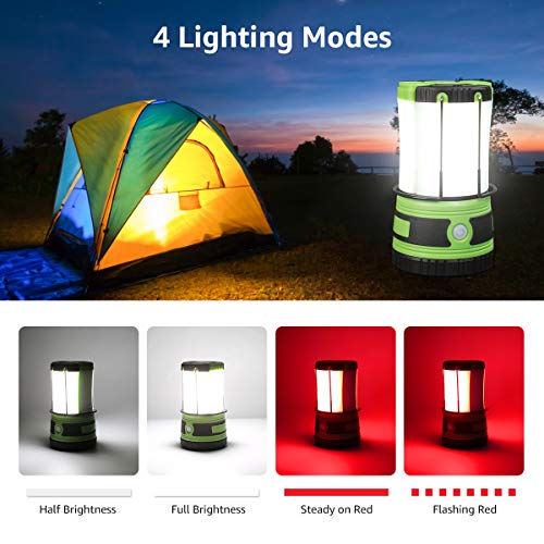 Lepro LED Camping Lantern Rechargeable or Battery Powered, 1000lm Camping Light with Detachable Flashlights Combo, 4 Modes, Portable Outdoor Lantern for Hiking, Hurricane Emergency, Fishing