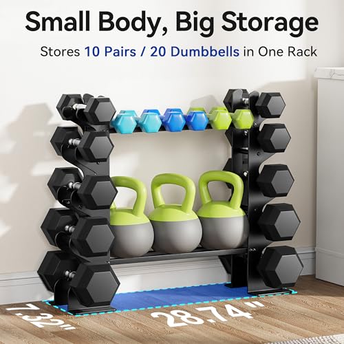 5-Tier Dumbbell Rack Stand for Home Gym - Heavy-Duty Storage