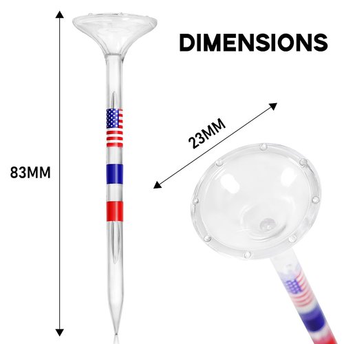 HUAEN Golf Tees, Unbreakable Golf Tees Plastic Golf Tees 3 1/4" Transparent Acrylic Long Golf Tees Bulk, 50/60/100 Pack, Reduces Friction & Side Spin, Big Cup & 8 Prongs, USA Flag Series (60 Pack)