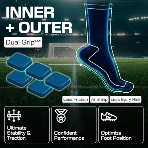 LUX Sports Soccer Grip Socks Medium White, Red & Blue - USA Calf Support