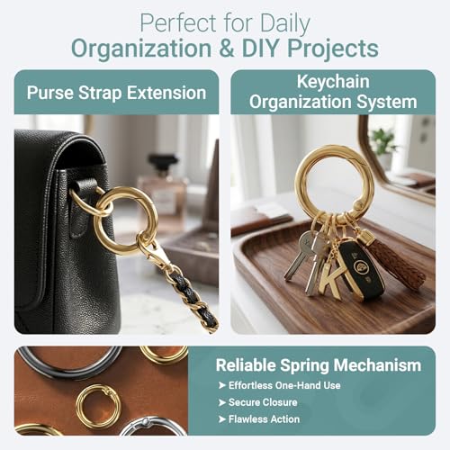 20pcs Zinc Alloy Round Carabiner Clips - Gray, 1/2 Inch