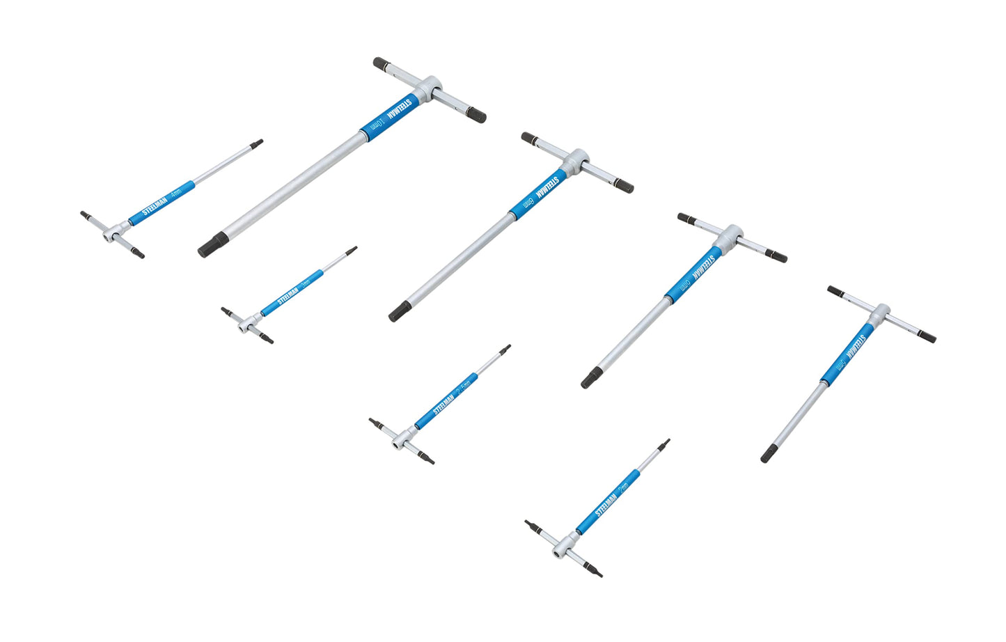 Steelman 8-Piece Metric T-Handle Allen Hex Key Wrench Set, Free Spinning Sleeves, Sliding Handle for Access, Precision Machined Tips, with Storage Tray, for Bicycle, Auto, Moto, Small Engine (42600)