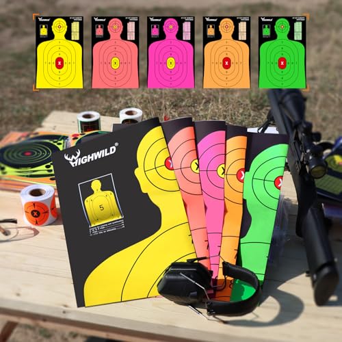 Silhouette Shooting Targets 23x35 Inch - 5 Pack Fluorescent Multi Color