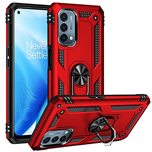 OnePlus Nord N200 5G Case - Heavy Duty Shockproof Red with Kickstand
