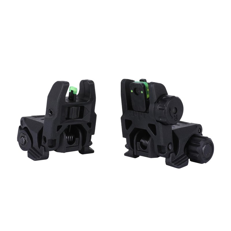 Fiber Optic Sights,Co-Witness Height Red Dot Sight,Flip Up Front and Rear Backup Sights & Green Fiber Optics Dots,Tool-Free Adjustable Front Sight Rapid Transition