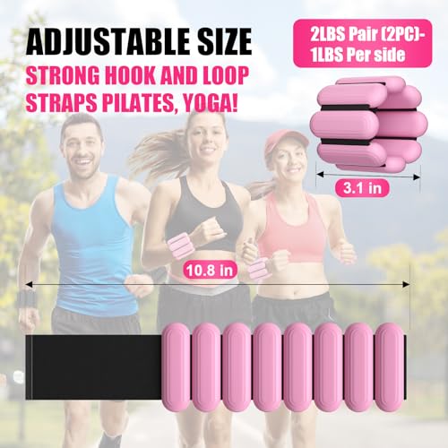 Light Pink Adjustable Wrist & Ankle Weights Set for Women - 2 lbs Fitness Equipment
