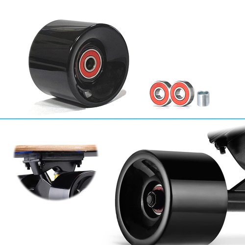LOOEEL 70mm Longboard Wheels 80A Contains ABEC-9 Bearings and Spacers,Skateboard Riser Pads,Skateboard Hardware Screws Bolts,fit for Your Longboard Skateboards.-Black