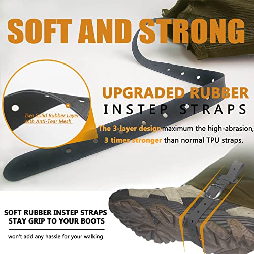 Waterproof Leg Gaiters for Hiking & Hunting - Olive Green, Large