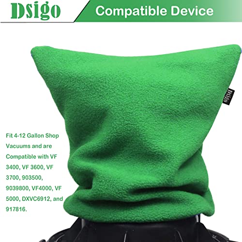 Dsigo Shop Vac Filter Retainer Cover Bag Reusable Green Vacuum Dust Stopper Fits 4 to 16 Gallon Wet/Dry Vacuums, Filter 11" Diameter & 12" Tall
