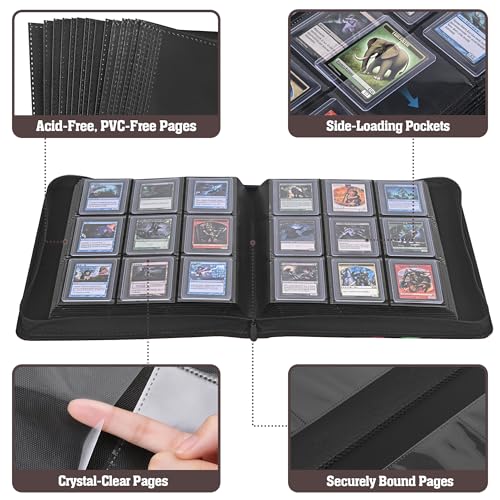 UGYAZX Brown Star Fuzzball Top Loader Binder, Holds 360 Trading Cards