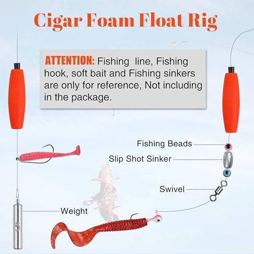 Fishing Bobbers - Foam Cigar Floats, 3 Inch, Red - 30pcs